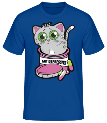 Antidepressiva Katze - Männer Basic T-Shirt - Royalblau - Vorne