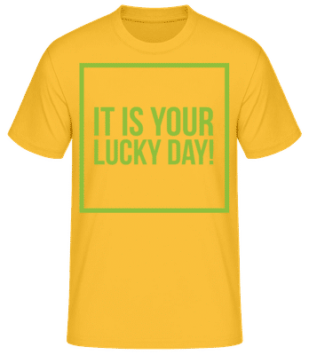 It Is Your Lucky Day Logo Letters - Men's Basic T-Shirt - Golden yellow - Front