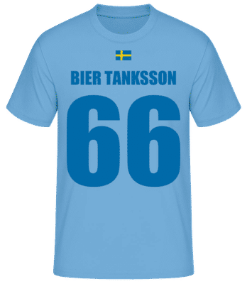 Schweden Fußball Trikot Bier Tanksson - Männer Basic T-Shirt - Hellblau - Vorne