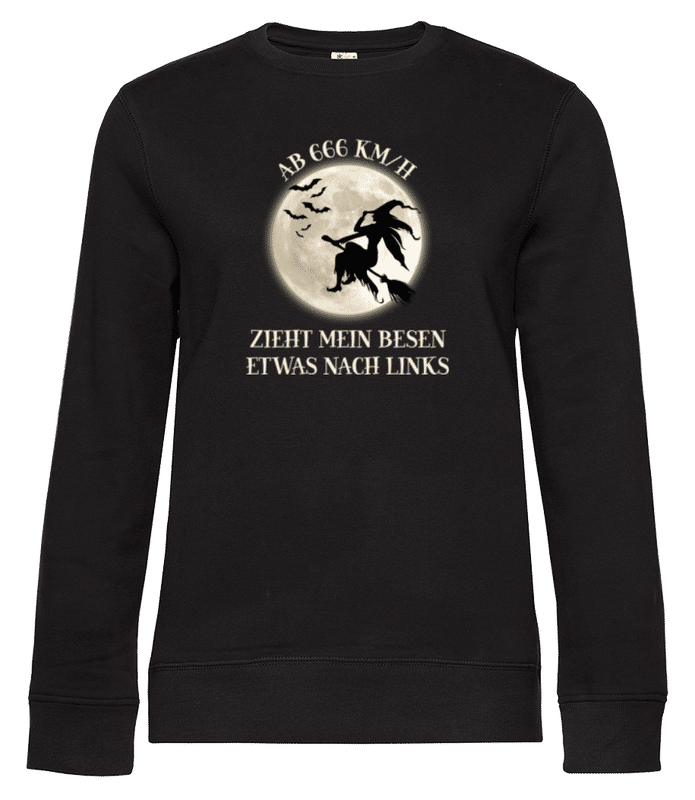 Vorschau: Ab 666 KMH Zieht Mein Besen Nach Links - Frauen Standard Pullover - Schwarz - Vorne
