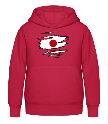 Ripped Flag Japan - Kid's Hoodie - Red - Front