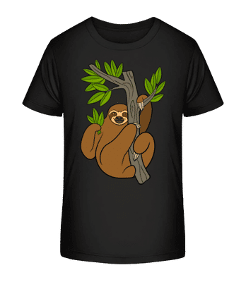 Sloth On The Tree - Kid's Organic T-Shirt Stanley Stella 2.0 - Black - Front