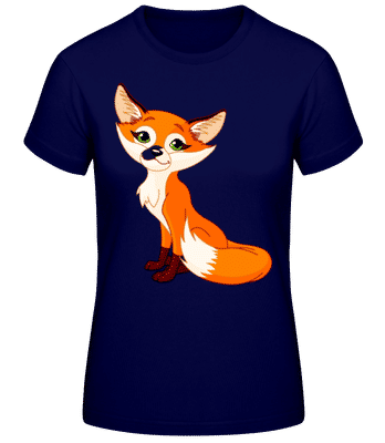Renard Mignon - T-shirt standard Femme - Bleu marine - Devant
