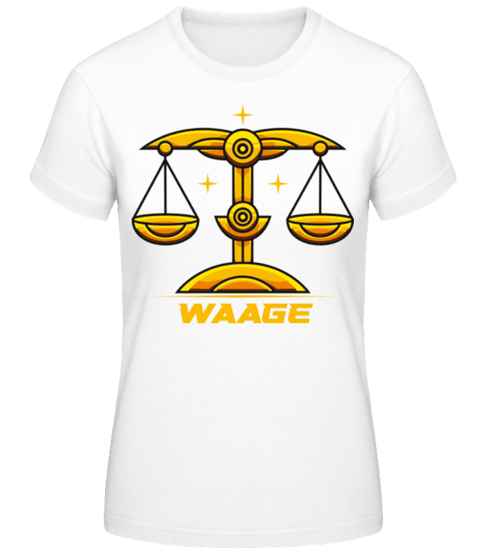 Vorschau: Mecha Roboter Sternzeichen Waage - Frauen Basic T-Shirt - Weiß - Vorne