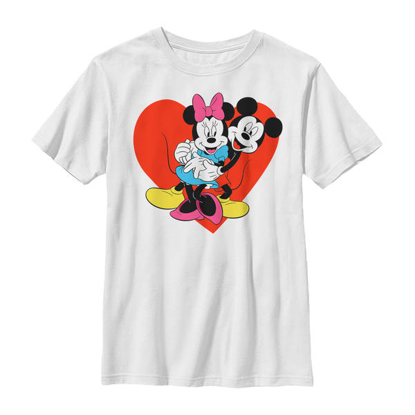Aperçu: Disney Classics - Mickey Mouse - Mickey & Minnie Be Mine - Valentine's Day - Enfant T-shirt - Blanc - Devant
