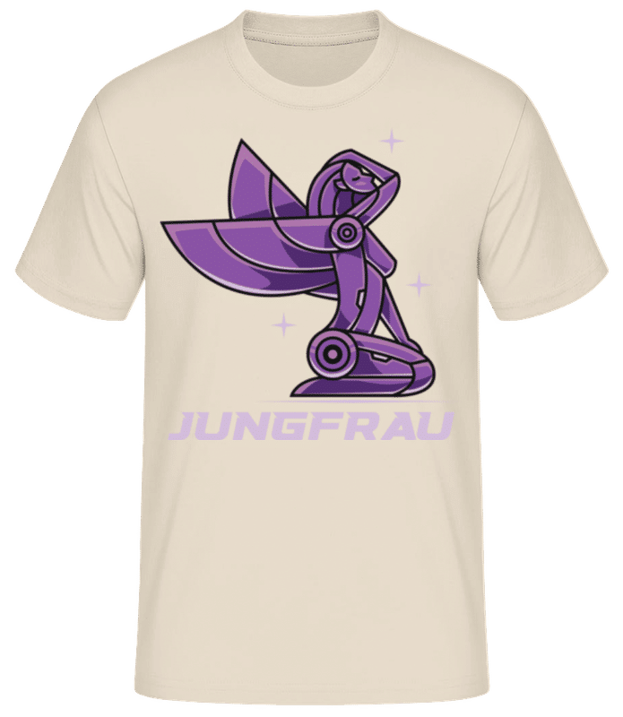 Vorschau: Mecha Roboter Sternzeichen Jungfrau - Männer Basic T-Shirt - Creme - Vorne