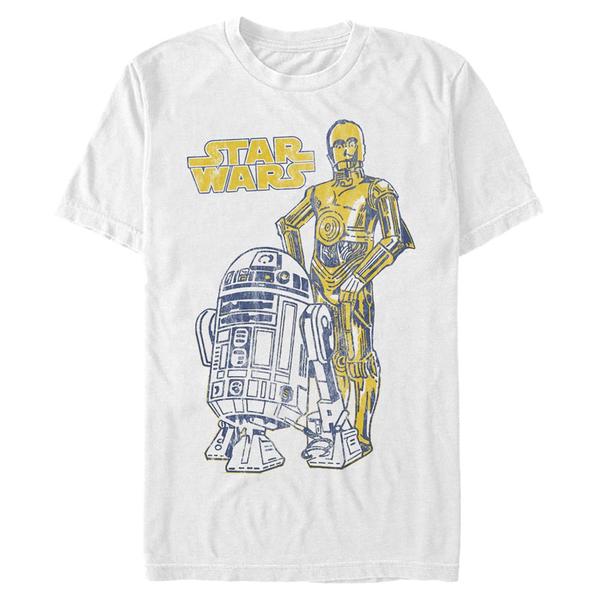 Preview: Star Wars - R2-D2 & C-3PO Oversized Droid Friends - Men's T-Shirt - White - Front