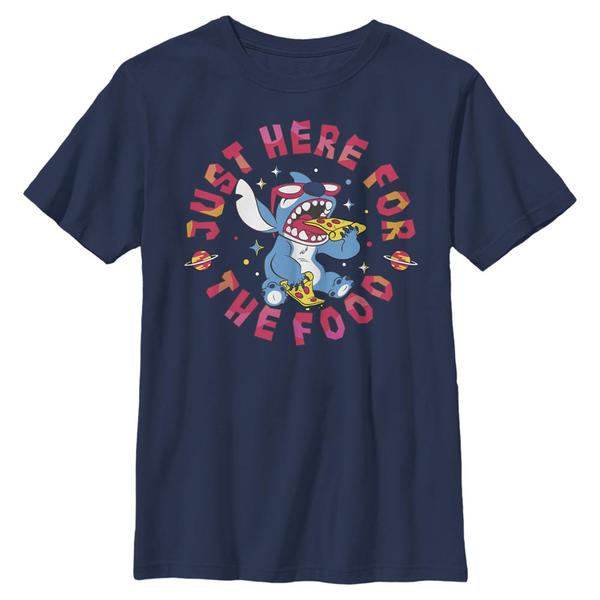 Aperçu: Disney Classics - Lilo & Stitch - Stitch Pizza - Enfant T-shirt - Bleu marine - Devant
