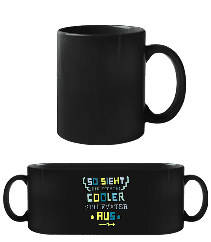 Vorschau: So Sieht Ein Cooler Stiefvater Aus - Schwarze Tasse - Schwarz - Vorne