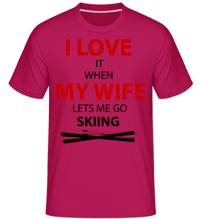 I Love Wife And Skiing -  T-Shirt Shirtinator homme - Magenta - Devant