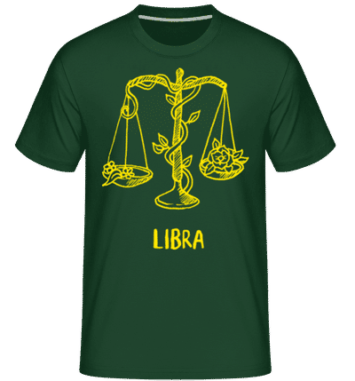 Scribble Style Zodiac Sign Libra - Shirtinator Men's T-Shirt - Bottle green - Front