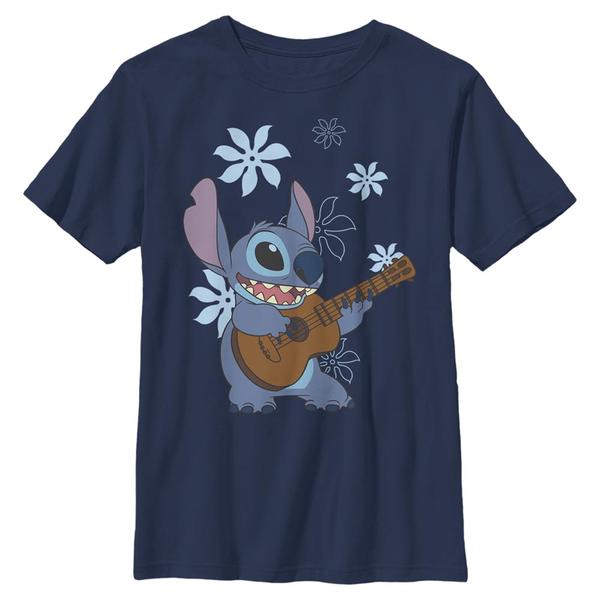 Aperçu: Disney Classics - Lilo & Stitch - Stitch Flowers - Enfant T-shirt - Bleu marine - Devant
