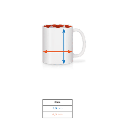 Mug personnalisé de Saint-Valentin avec cœur (à l’intérieur) - Tableau des tailles