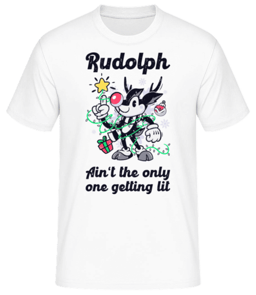 Vorschau: Rudolph Getting Lit - Männer Basic T-Shirt - Weiß - Vorne