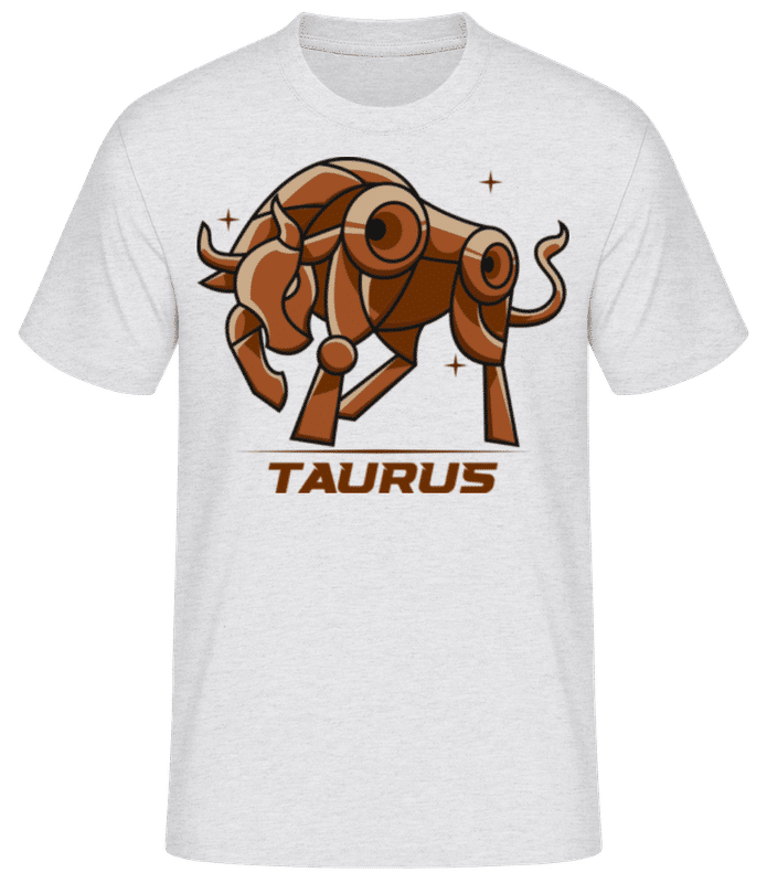 Náhled: Mecha Robotic Zodiac Sign Taurus - Pánské basic tričko - Melírově šedá - Napřed