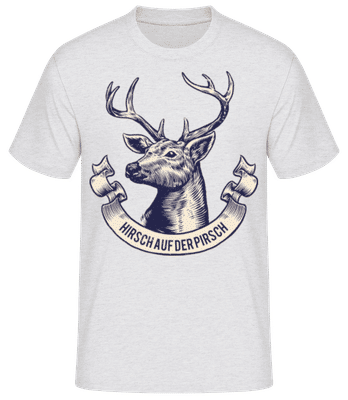 Hirsch Auf Der Pirsch - Männer Basic T-Shirt - Grau meliert - Vorne
