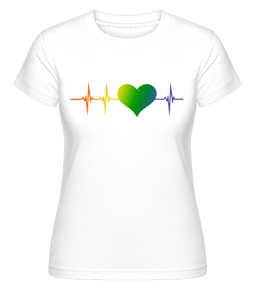 Aperçu: Battement de cœur LGBTQ -  T-shirt Shirtinator femme - Blanc - Devant