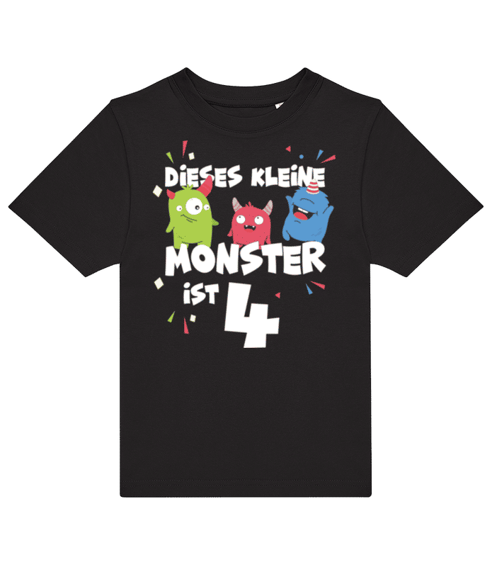 Vorschau: Dieses Kleine Monster Ist 4 - Kinder T-Shirt B&C - Schwarz - Vorne