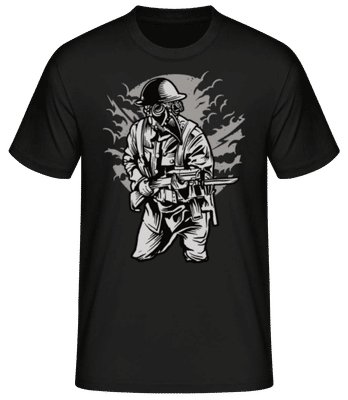 Steampunk Style Soldier - Pánské basic tričko - Černá - Napřed