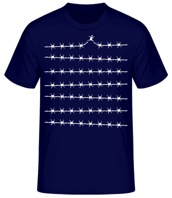 Barbed Wire Freedom - Men's Basic T-Shirt - Navy - Front