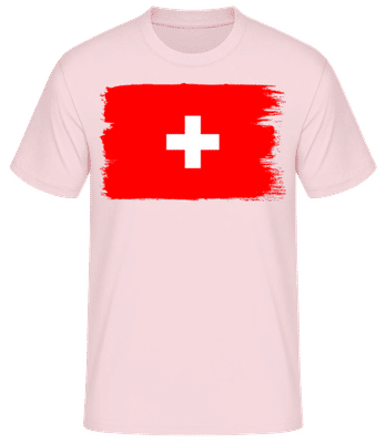 Švajčiarska Vlajka - Pánske basic tričko - Ružová - Predné