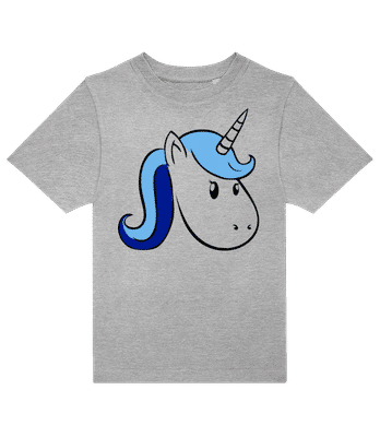 Unicorn Head Blue - Camiseta niño B&C - Gris moteado - delante