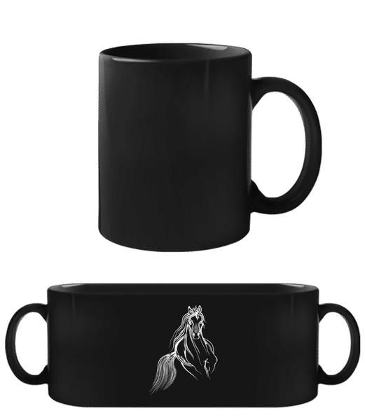 Aperçu: Tatouage de cheval au galop 1 - Tasse Noire - Noir - Devant