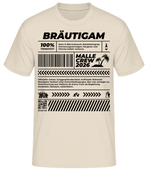Vorschau: JGA Bräutigam Malle Crew 2026 - Männer T-Shirt B&C - Creme - Vorne