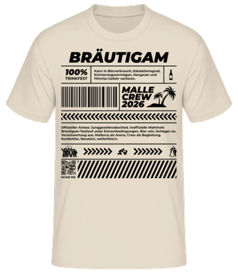 JGA Bräutigam Malle Crew 2026 - Männer T-Shirt B&C - Creme - Vorne