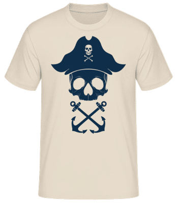 Piraten Totenkopf Schwarz - Männer Basic T-Shirt - Creme - Vorne