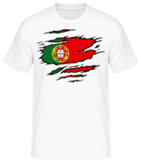 Zerrissene Fahne Portugal - Männer Basic T-Shirt - Weiß - Vorne
