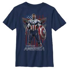Marvel - 	The Falcon and the Winter Soldier - Captain America Shield Cap Logo - Kinder T-Shirt
