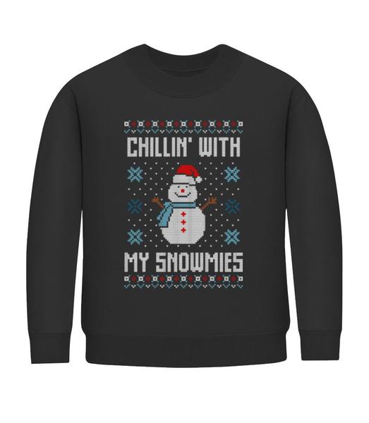 Aperçu: Chillin With My Snowmies - Sweatshirt Enfant - Noir - Devant