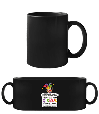Papa An Zirkus Verkauft - Schwarze Tasse - Schwarz - Vorne