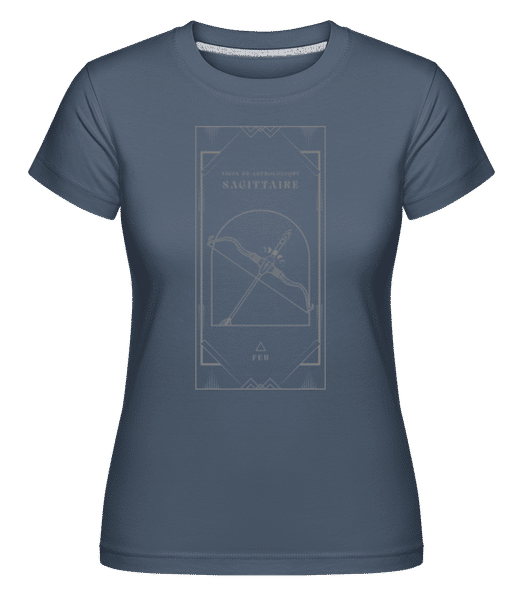 Aperçu: Art Déco Signe Astrologique Sagittaire -  T-shirt Shirtinator femme - Bleu denim - Devant