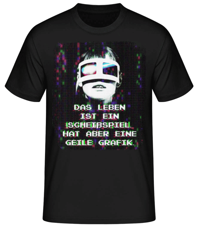 Vorschau: Leben Scheißspiel Aber Geile Grafik - Männer Basic T-Shirt - Schwarz - Vorne
