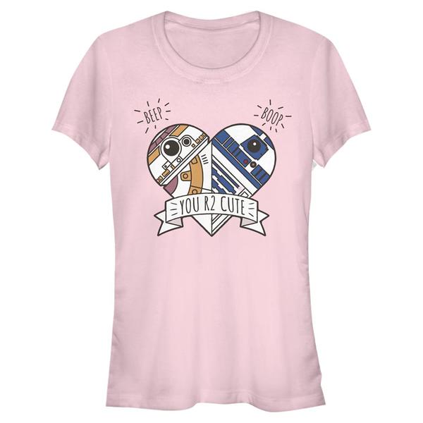Aperçu: Star Wars - Le Réveil de la Force - R2-D2 BB8 heart R2 - Valentine's Day - Femme T-shirt - Rose - Devant