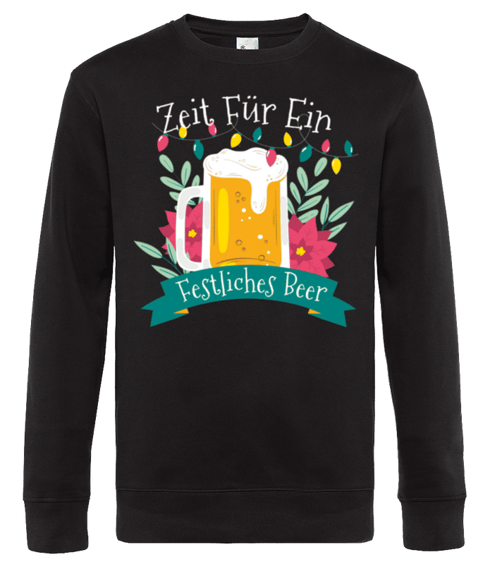 Vorschau: Festliches Bier - Männer Standard Pullover - Schwarz - Vorne