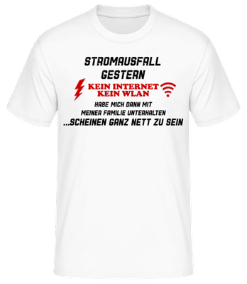 Stromausfall Wlan - Männer Basic T-Shirt - Weiß - Vorne