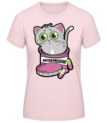 Antidepressiva Katze - Frauen Basic T-Shirt - Rosa - Vorne