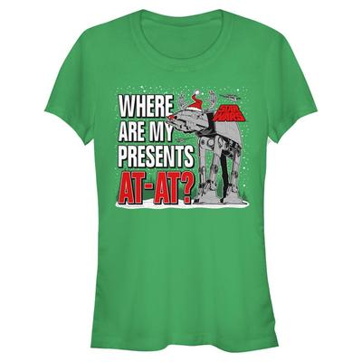 Star Wars - AT-AT Presents At At - Vánoce - Dámské Tričko - Irish green - Napřed