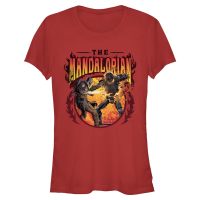 Star Wars - The Mandalorian - Mando & Dark Trooper Flames - Women's T-Shirt - Red - Front