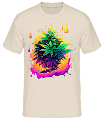 Rainbow Cannabis Flowers - Men's Basic T-Shirt - Cream - Front