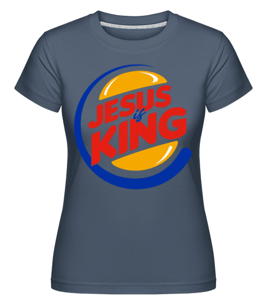 Aperçu: Jesus Is King -  T-shirt Shirtinator femme - Bleu denim - Devant