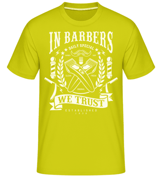Preview: In Barbers We Trust -  Shirtinator Men's T-Shirt - Lime - Front