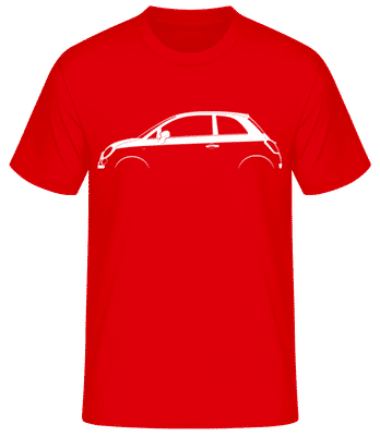 'Fiat 500 (2008)' Silhouette - Pánské basic tričko - Červená - Napřed