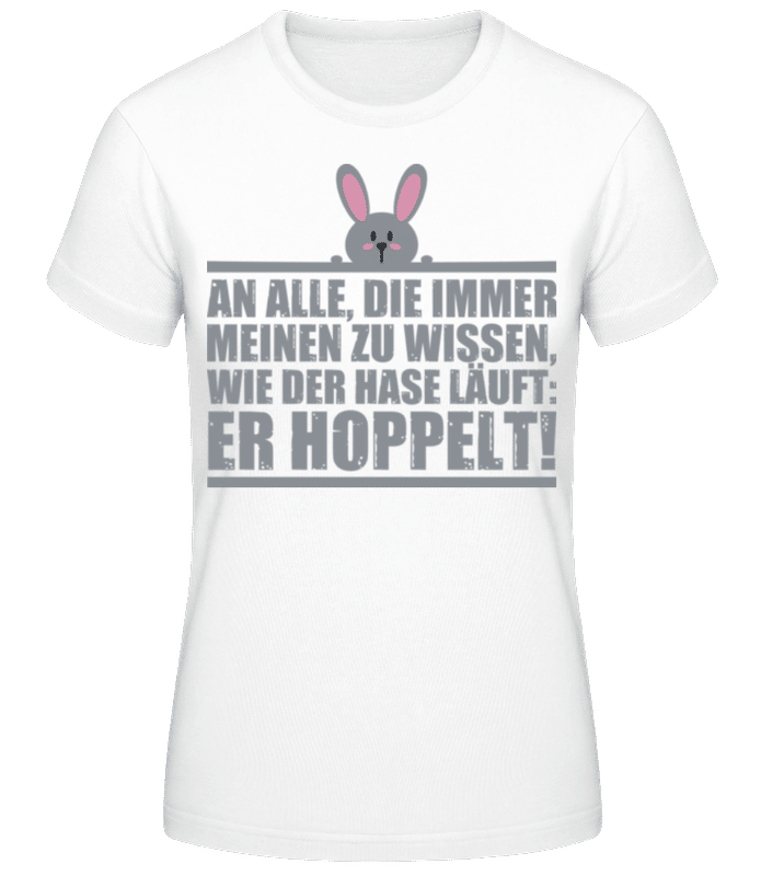 Vorschau: Der Hase Hoppelt - Frauen Basic T-Shirt - Weiß - Vorne
