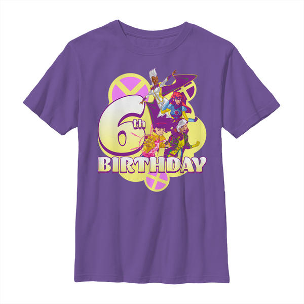 Aperçu: Marvel - X-Men - Photo de groupe Xwomen 6th Birthday - Birthday - Enfant T-shirt - Pourpre - Devant