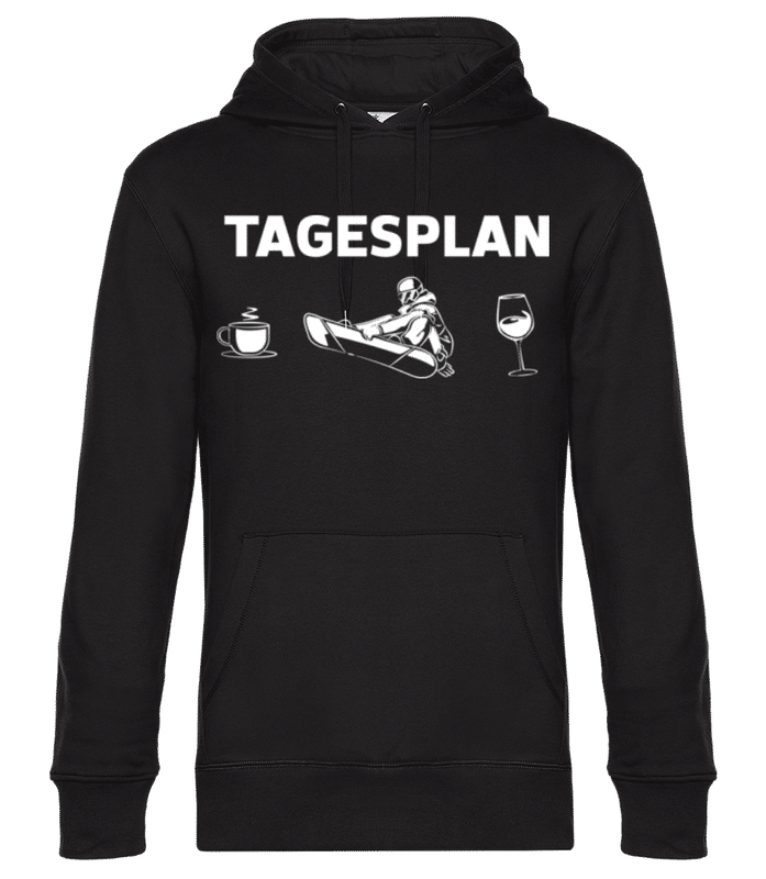 Vorschau: Snowboarden Tagesplan - Unisex Premium Hoodie - Schwarz - Vorne