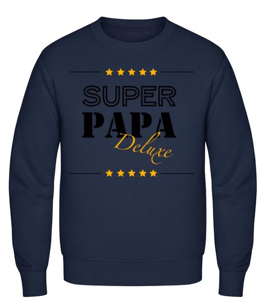 Aperçu: Super Papa Deluxe - Sweatshirt Homme - Bleu marine - Devant